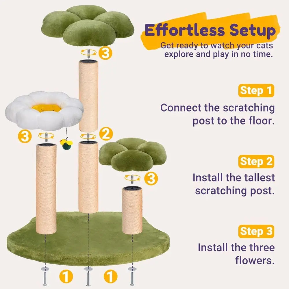 Stylish 35.4 Multi-Level Cat Tower with Scratching Posts for Large Cats, Easy Assembly