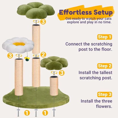 Stylish 35.4 Multi-Level Cat Tower with Scratching Posts for Large Cats, Easy Assembly