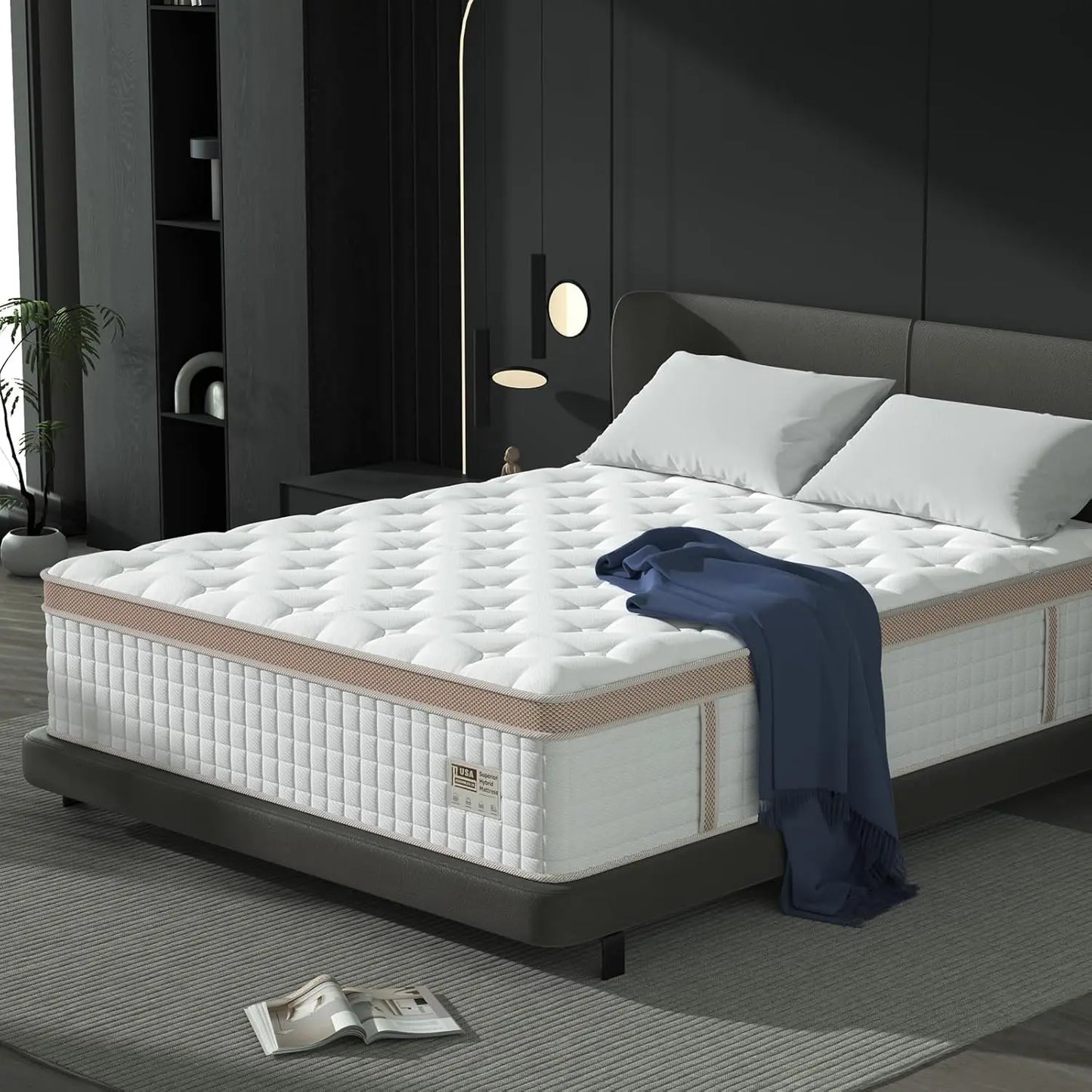 14'' Full/King/Queen Size Mattress, Luxury Hybrid Mattress, Gel Memory Foam & Pocket Springs, Manufactured in USA
