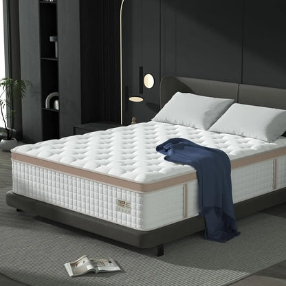 14'' Full/King/Queen Size Mattress, Luxury Hybrid Mattress, Gel Memory Foam & Pocket Springs, Manufactured in USA