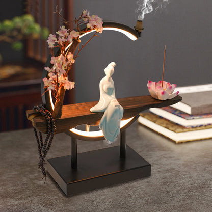 Bymaocar New Chinese Style Zen Meditation Incense Burner Set with Unique Smoke Tabletop Decoration for Living Rooms, Tea Rooms