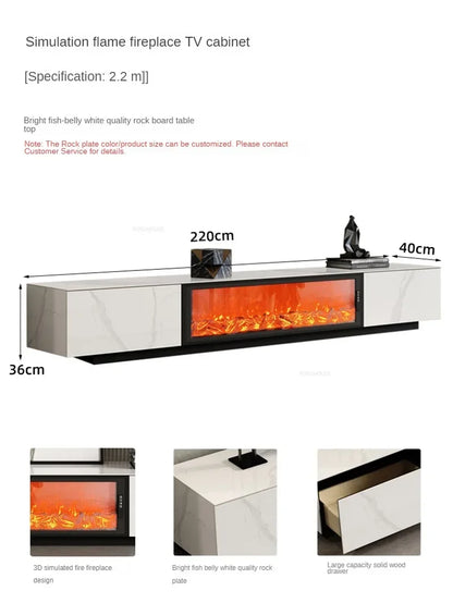 Luxury Simulated Flame European Fireplace Nordic Home Decor Designer Furniture Living Room Slate TV Cabinet Fireplace Integrated