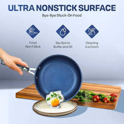 True 20 Pc Pots and Pans Set Non Stick Cookware Set with Deep Square Pan and Bakeware Set, Non Toxic PFOA PFOS Free, Oven Safe