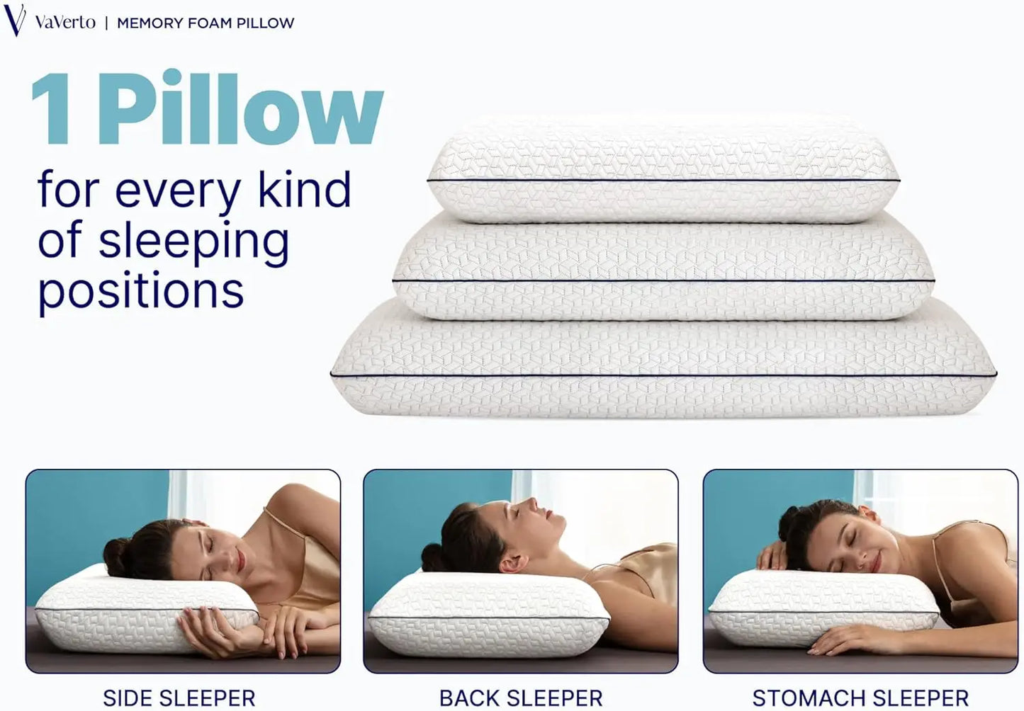 Cooling Gel Memory Foam Pillow King Size for Sleeping, Medium Firm Support for Side Back Stomach Sleepers with Washable Bamboo