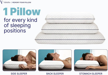 Cooling Gel Memory Foam Pillow King Size for Sleeping, Medium Firm Support for Side Back Stomach Sleepers with Washable Bamboo