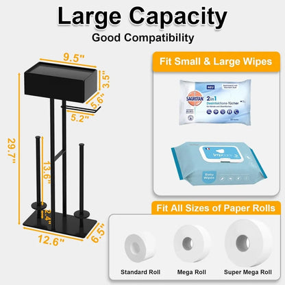 Free Standing Toilet Paper Holder with Shelf,Stand Mega Roll Toilet Paper Holder with Storage,Freestanding Tp Holder with Drawer