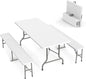 Picnic Table Set with 2 Benches, 6 Feet Camping Table Chair Set,3-Piece Folding Furniture for Indoor or Outdoor Use