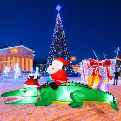 Shappy 6ft Large Inflatables Christmas Alligator Blow up Alligator LED Lighted  Decorations