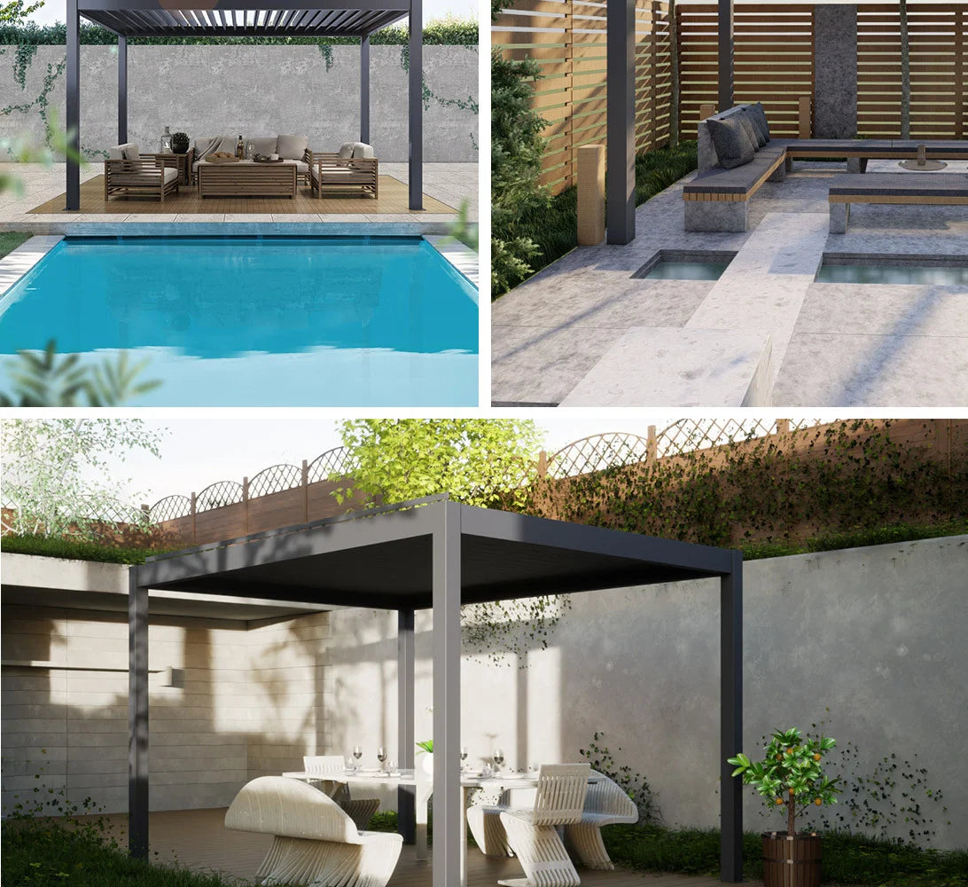 Outdoor Aluminum Pergola Custom Size 3X3m 3X4m 4X4m 6x4m Remote Control Arbours Louvered Roof Pavilion Bioclimatique Pergolas