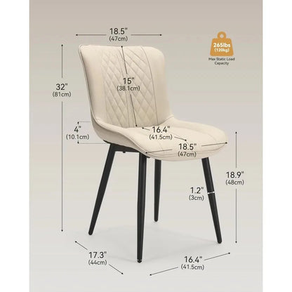 Dining Chairs Set of 4 - Leather Kitchen Chairs with Metal Legs, Upholstered Dining Room Chair, Modern Dining Chair for Kitchen,