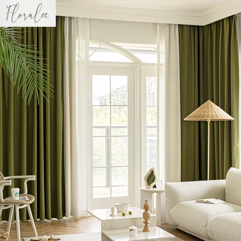 French Chenille Blackout Curtains for Living Room Bedroom Herringbone Pattern Modern Luxury Custom Size Window Drape