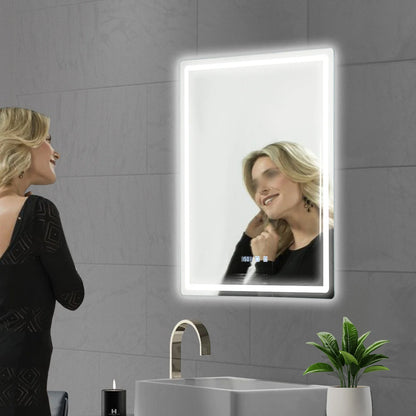 LED Anti-Fog Bathroom Mirror, Wall Mounted Lighted Vanity Mirrors with 3 Colors Dimmable, Touch Switch
