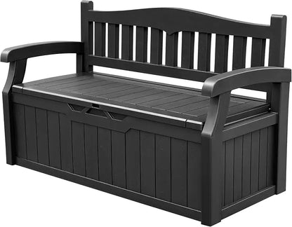 80 Gallon Storage Bench Deck Box Lockable for Patio Furniture, Garden Decor and Outdoor Seating