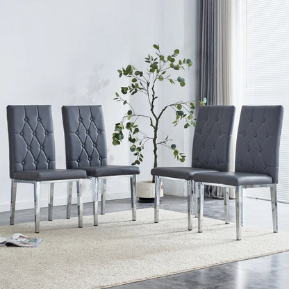 Grey Armless Dining Chair -4-piece Set, Modern Small House Restaurant Furniture Set