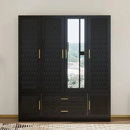 Wooden Armoire Wardrobe Closet：Large Wardrobe Closet with 4 Doors, 3 Drawers for Tall Cabinet, Wardrobe Cabinet for Bedroom with
