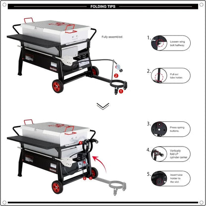 150 QT Crawfish Boiler, Outdoor Double Sack Propane Gas Cooker with Folding Cylinder Mounting Bracket and Stirring