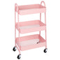 3 Tier Metal Storage Kitchen Cart with Lockable Wheels Mobile Shelving Unit Utility Rolling Organizer For Home Narrow Places