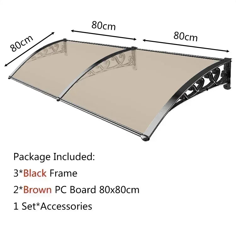 Door Window Awning Big Size PC Board Cover Outdoor Patio Canopy Sun Shelter Window Eaves Rain Cover Awning Aluminum Pergola
