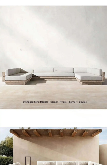 Japanese Style Waterproof and Sunscreen Garden Sofa, Minimalist Designer, Modern Garden Sofa, Artistic Outdoor Furniture, Divano