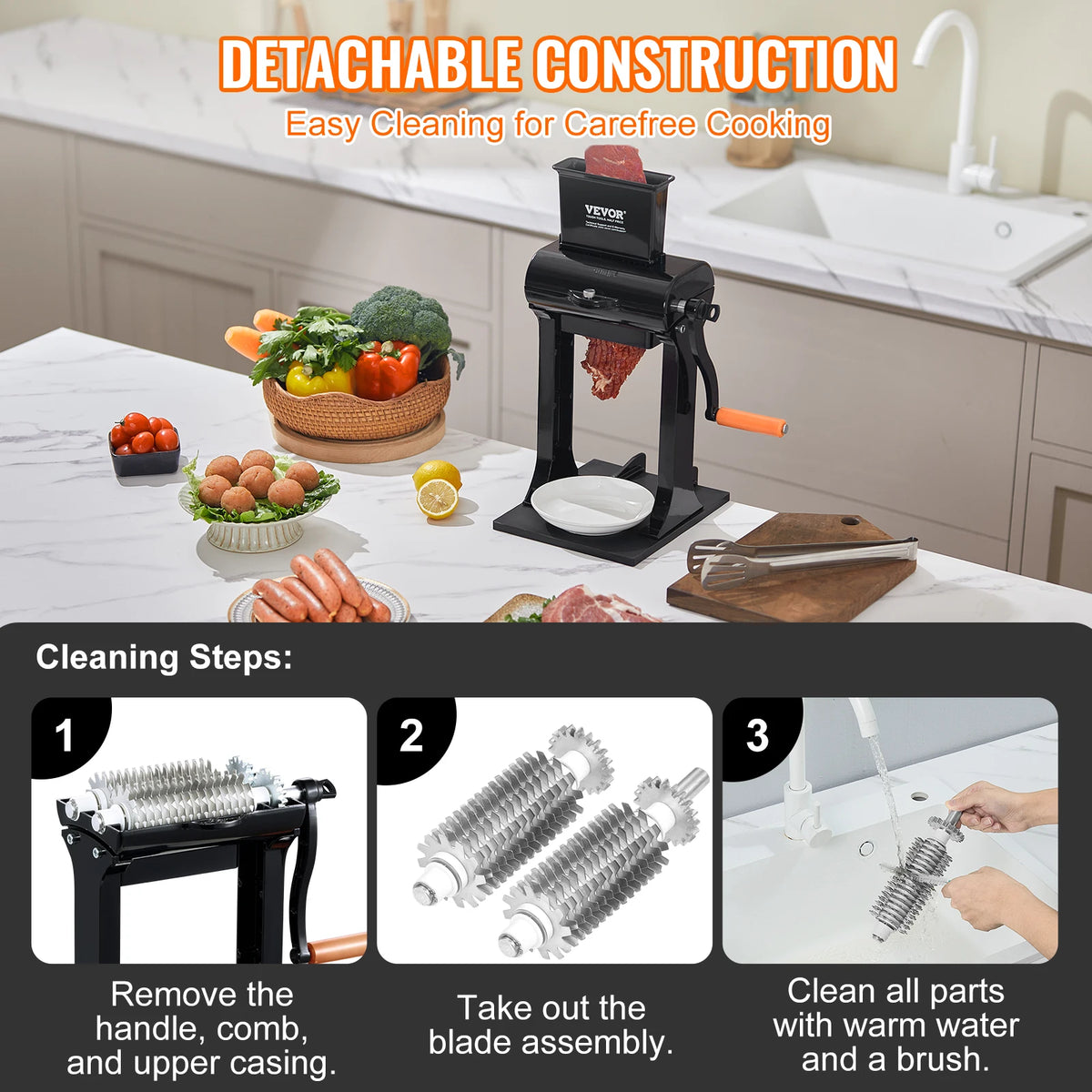 Meat Tenderizer Heavy Duty Stainless Steel Meat Tenderizer Machine Quick and Easy Manual Operation