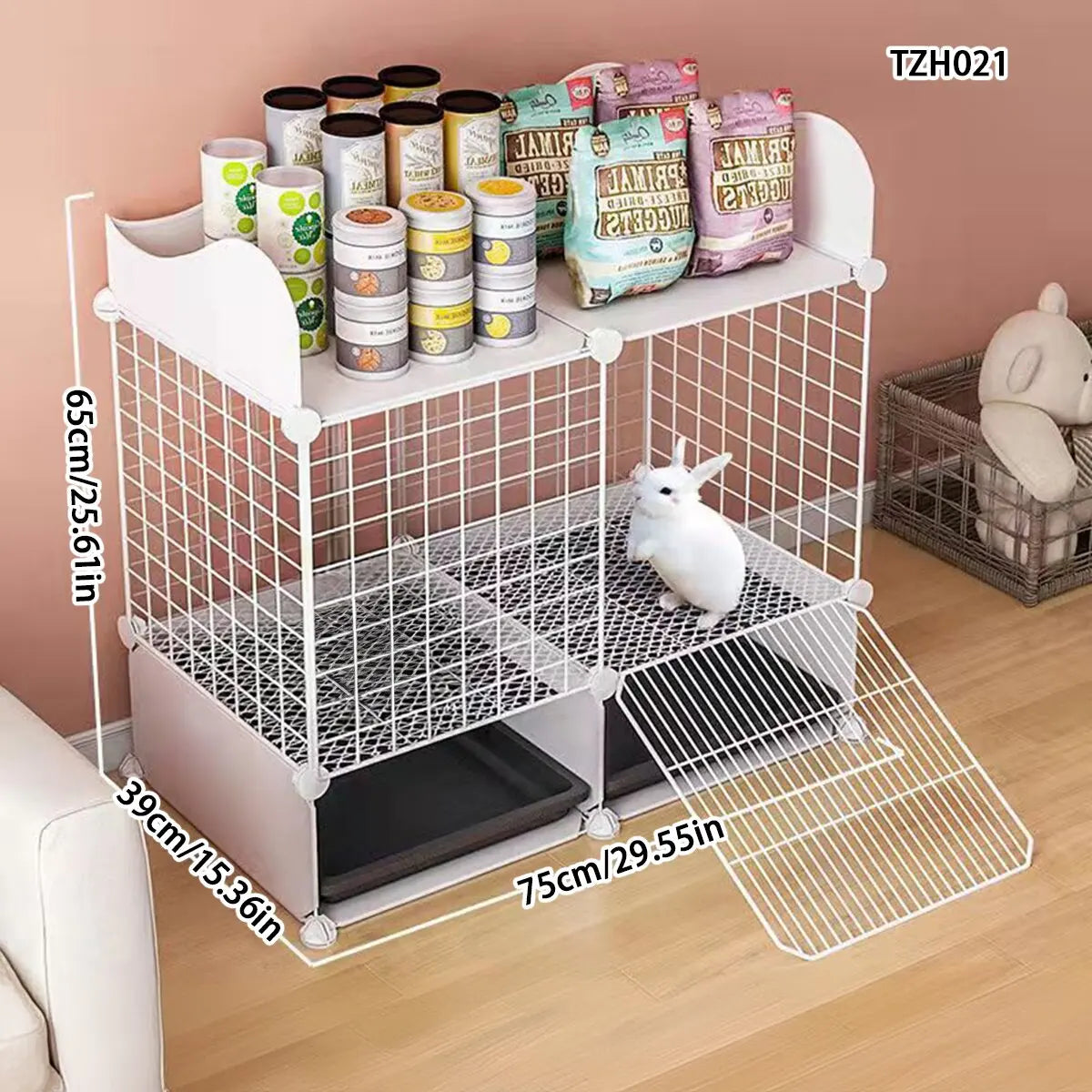 Rabbit Cage, Indoor Rabbit Cage for Home Use, Anti-Urination, Large Pet Enclosure, Double-Layer Small Pet New Type House