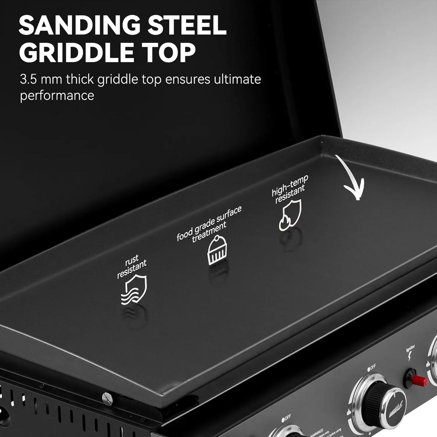 4 Burner Propane Gas Griddle with Removable Cart and Convertible Tabletop Design, Flat Top Grill with Hood for Camping, Tailgating, Backyard Use, Black