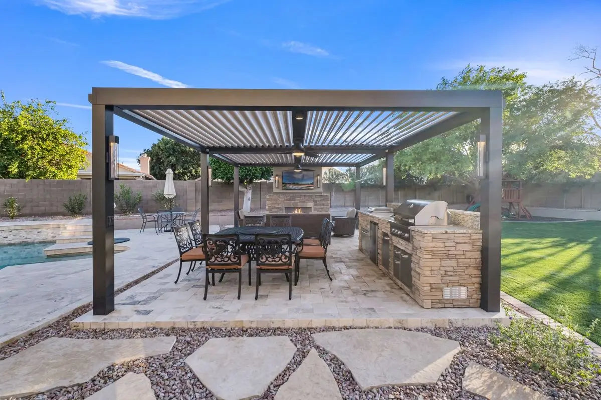 Outdoor Aluminum Pergola Custom Size 3X3m 3X4m 4X4m 6x4m Remote Control Arbours Louvered Roof Pavilion Bioclimatique Pergolas