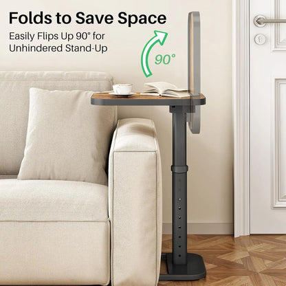 TV Tray Table, Adjustable Height & Flip-Top & Rounded Metal Corners, Snack Table for Couch, Sofa, Bed, Chair, Living Room