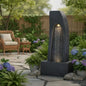 Standing Cascading Stream 38.58-inch Height For Garden Home Backyard, Rock Base Style Waterfall LED Light Water Pump Floor Decor Outdoor Indoor Ornament