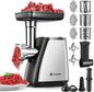 Electric Meat Grinder, 4-in-1 with Sausage Stuffer and Blades, Stainless Steel for Home Kitchen