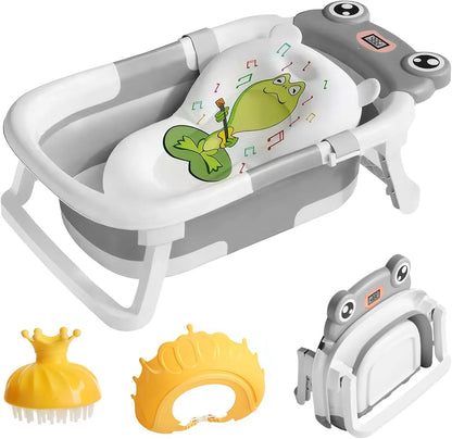 Eco-friendly Baby Bath with Temperature Indicator,Foldable Baby Bathtub for Newborn Baby