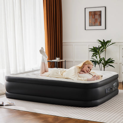Queen Twin Size Air Mattress Blow Up Double Height Non-Slip Bottom Weight Capacity 660 lbs Air Bed for Bed Home or Camping