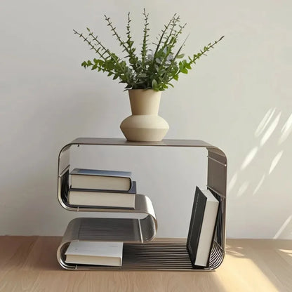 Modern Scandinavian Metal  Table Living Room Furniture Sleek  Side Table Minimalist Storage for Magazines and Books