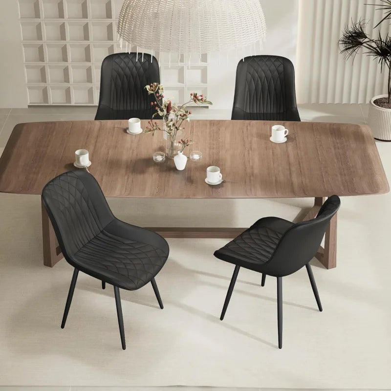 Black Dining Chairs Set of 2 with High Backs Mid Century Modern Kitchen & Dining Room Chairs PU Faux Leather Upholstered