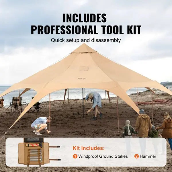Canvas Tent, 4 Seasons 5 m/16.4 ft Bell Tent, Canvas Tent for Camping with Stove Jack, Breathable Yurt Tent for up to 8 Pe