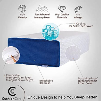 Cube Pillow for Side Sleepers Adjustable Height 4 5" Cooling Memory Foam Cervical Pillow for Neck and Shoulder Pain Relief Rect