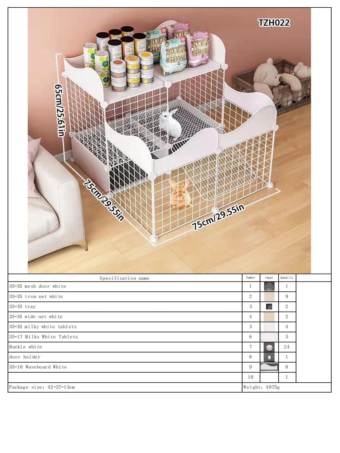 Rabbit Cage, Indoor Rabbit Cage for Home Use, Anti-Urination, Large Pet Enclosure, Double-Layer Small Pet New Type House
