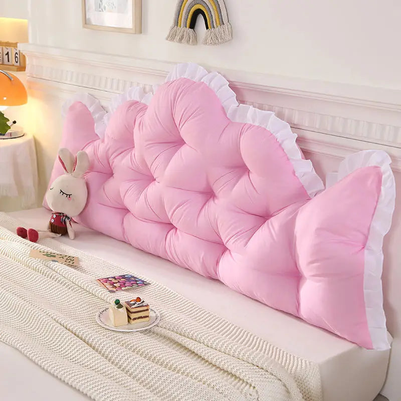 Lace Headboard Soft Cushion Nordic Style Pillow, No Need To Disassemble and Wash Waist Protection Against Tatami Soft Bag