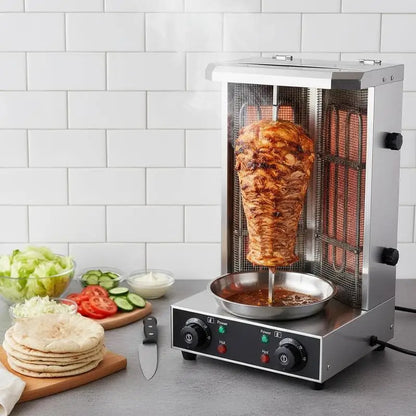 Vertical Broiler Gyro Rotisserie Oven 13lbs Capacity For Home Commercial Kitchen Party, 2 Burners 122℉-572℉ Temperature Control Meat Roaster Machine Doner Kebab Cooker