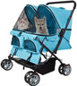 Double Pet Stroller, Foldable Double Dog Stroller for 2 Dogs Cats with 4 Wheels, Twin Walk Jogger Travel Pet Carriage Cart