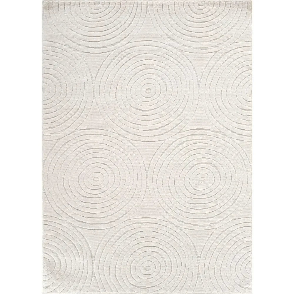 Micro Loop Area Rug Light Gray 9x12 Geometric Modern Luxury Circular Durable Soft Indoor Rugs for Living Dining Room