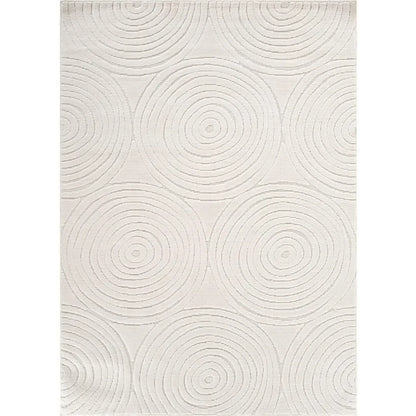 Micro Loop Area Rug Light Gray 9x12 Geometric Modern Luxury Circular Durable Soft Indoor Rugs for Living Dining Room