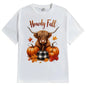 Zaelia Women's Casual T-Shirt Cute Highland Cow Pumpkin Fall Print  Party Wear