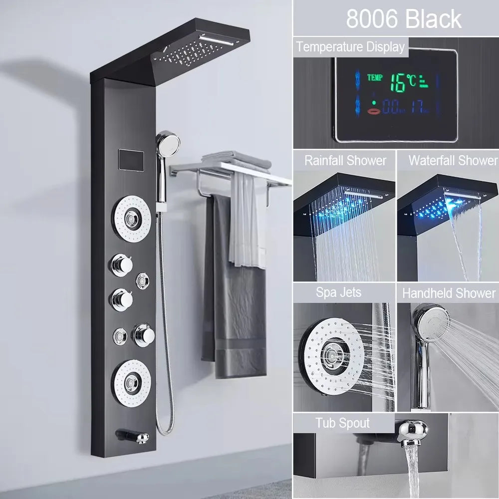 Bathroom Shower Panel LED Rainfall/Waterfall Shower Head
