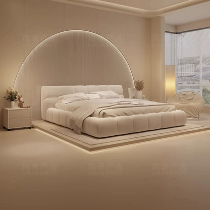 European Fancy Bed Frames Queen White Lounge Deluxe Bed Upholstery
