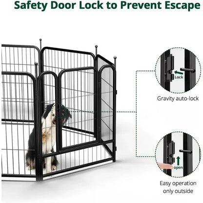Small Medium Large Dogs, Metal Pet Puppy Cat Exercise Fencing  Dog Fence Playpen 24”32”40” Indoor Outdoor