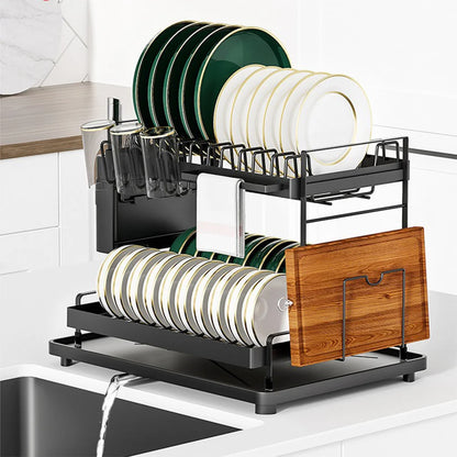 Detachable Dish Drying Rack with Drain Board and Utensil Holder