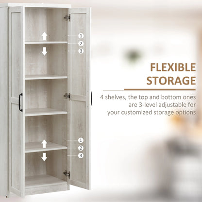 63" Rustic 2-Door Kitchen Freestanding Storage Cabinet Pantry Shelves, Brown