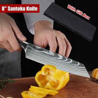 Utility Knife Ultra Sharp Japanese Stainless Steel Chef's Kitchen Cooking Tools Pakka Wood Handle Christmas Gift Box