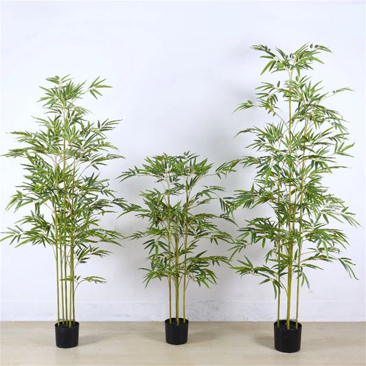 Artificial Bamboo Tree, Fake Bamboo Plants Indoor with Lifelike Trunk and Silk Leaves, Faux Fake Plants for Home Office Decor